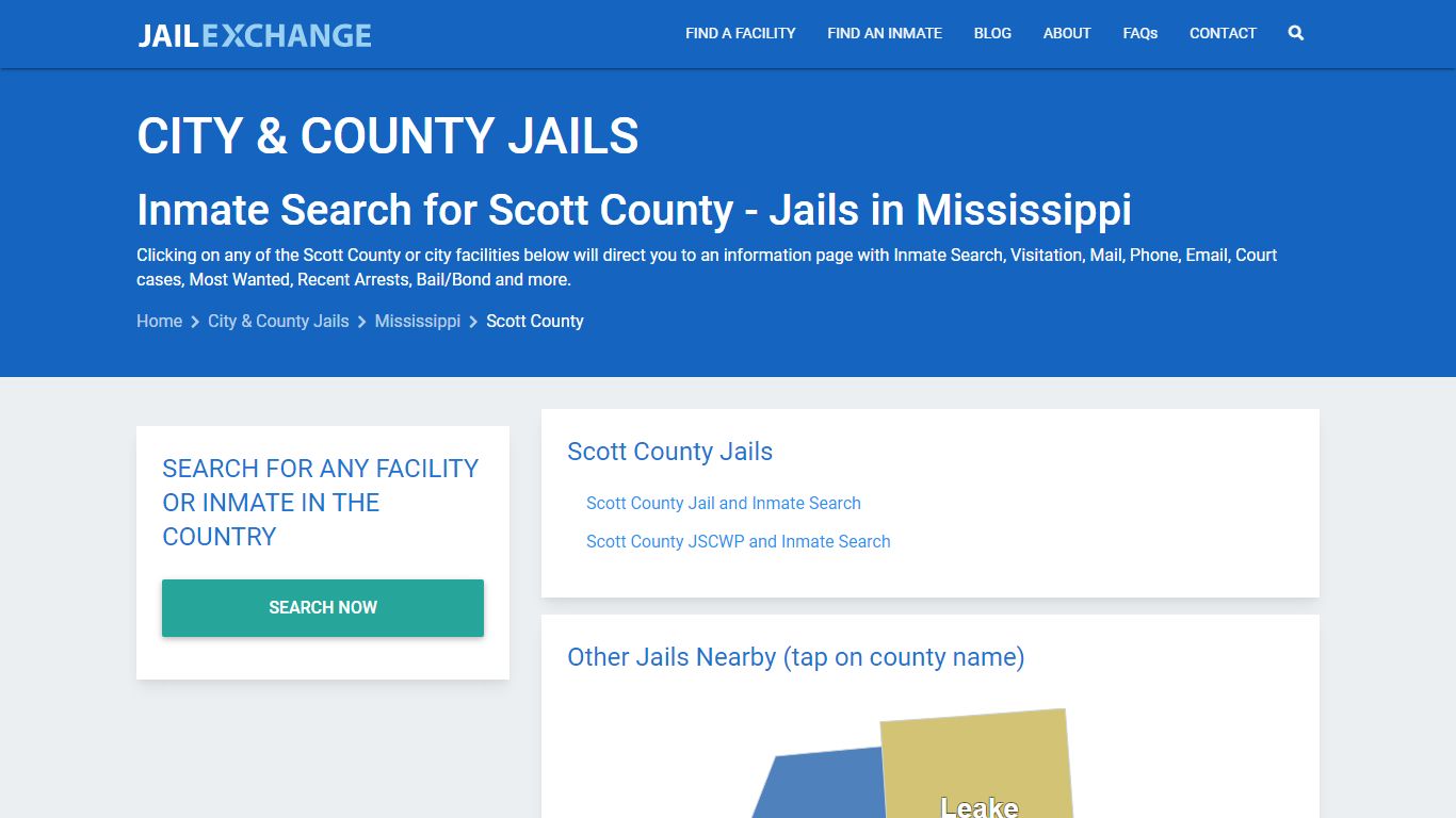 Inmate Search for Scott County | Jails in Mississippi - Jail Exchange